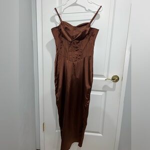 Corset brown satin dress